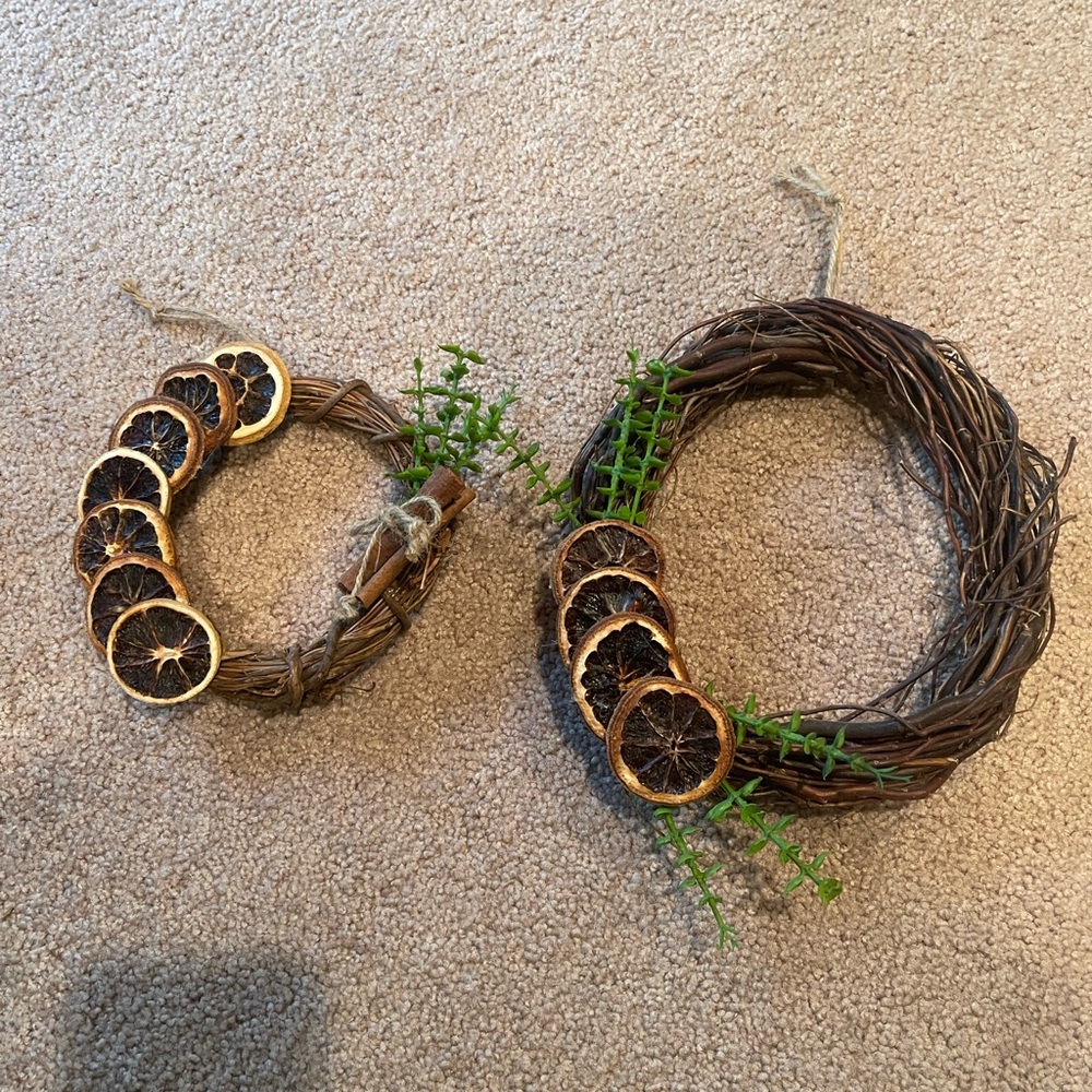 Set of dried citrus wreaths.